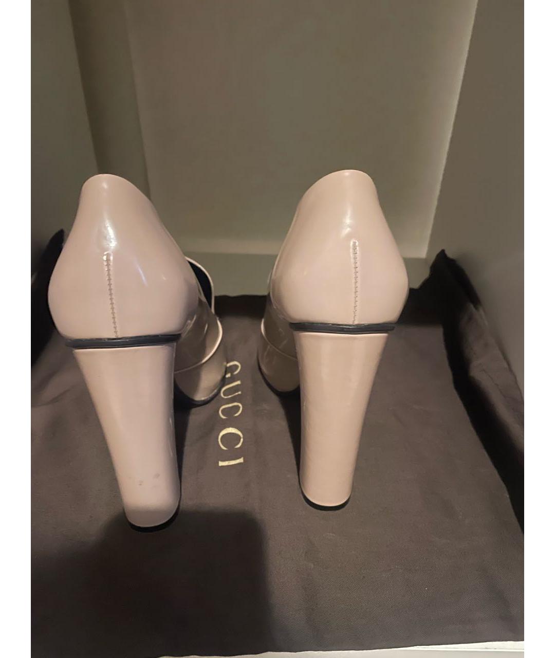 GUCCI Бежевые кожаные туфли, фото 4