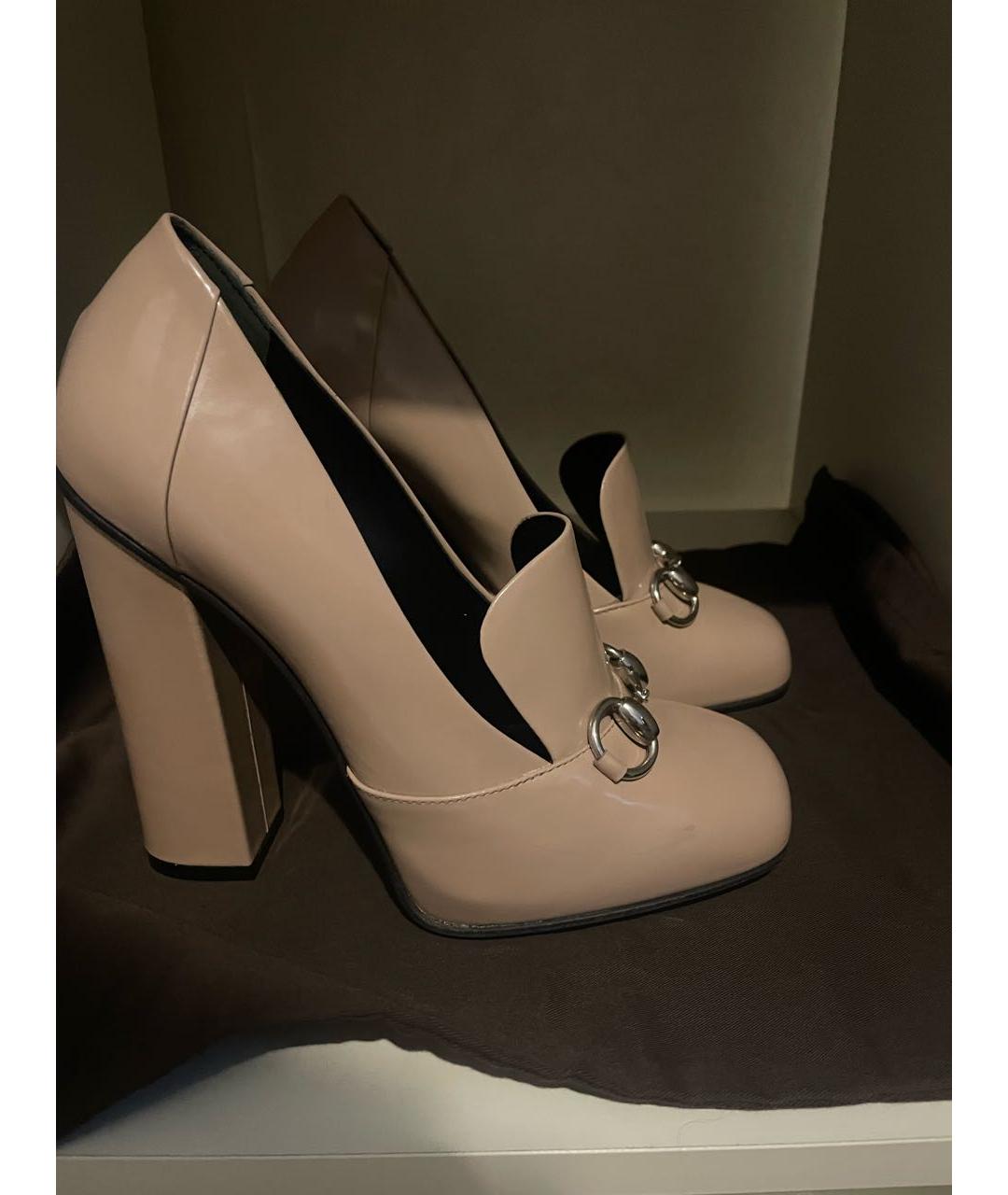 GUCCI Бежевые кожаные туфли, фото 9