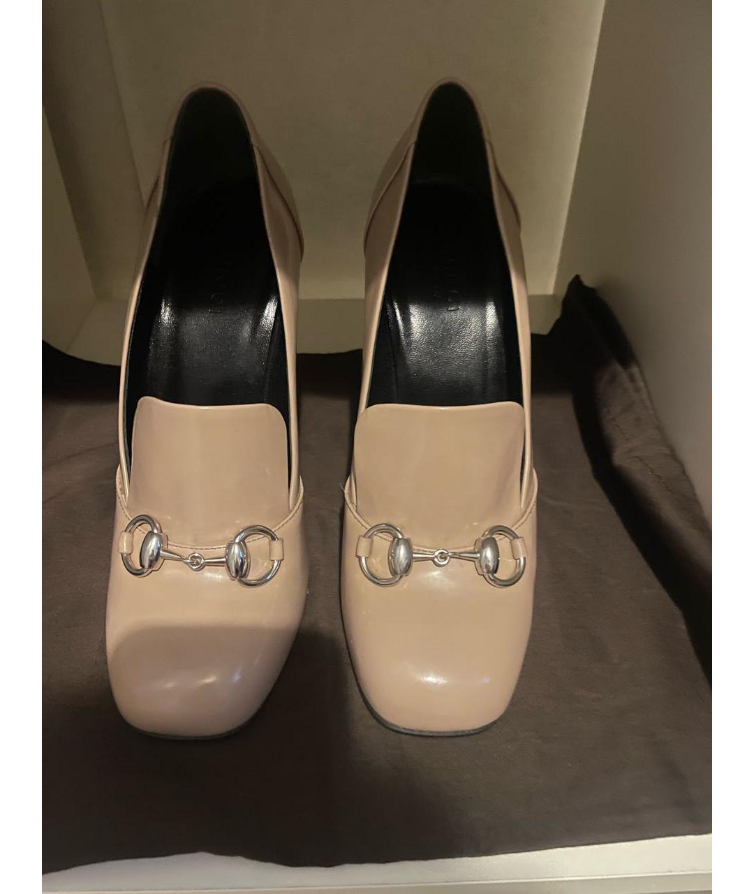 GUCCI Бежевые кожаные туфли, фото 2