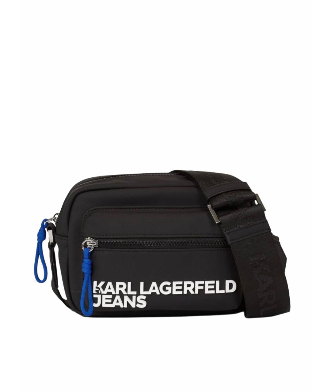 KARL LAGERFELD Черная тканевая сумка на плечо, фото 1