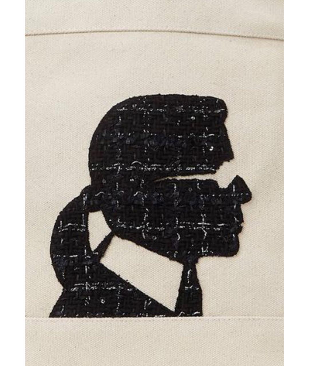KARL LAGERFELD Бежевая хлопковая сумка тоут, фото 5