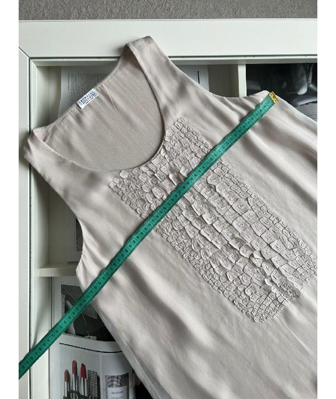 BRUNELLO CUCINELLI Бежевая шелковая блузы, фото 7