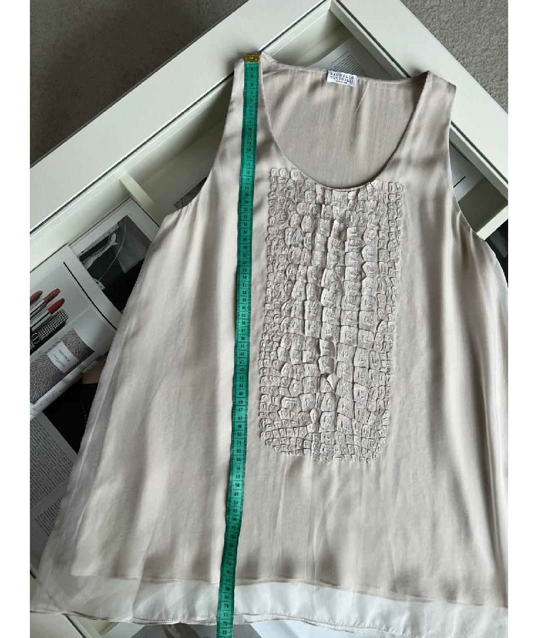 BRUNELLO CUCINELLI Бежевая шелковая блузы, фото 8