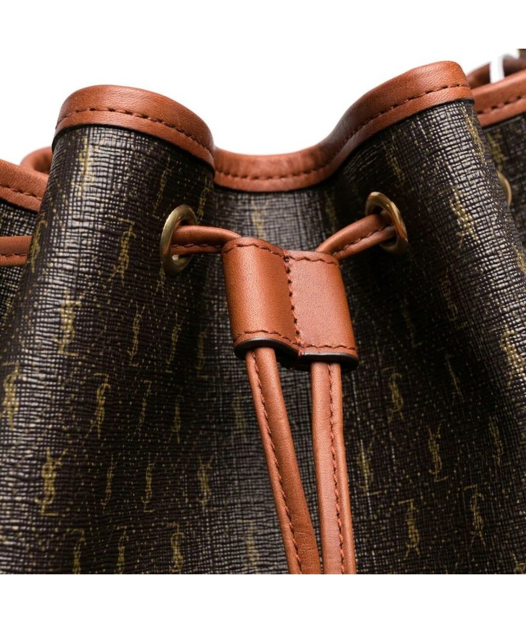 SAINT LAURENT Коричневая кожаная сумка тоут, фото 5