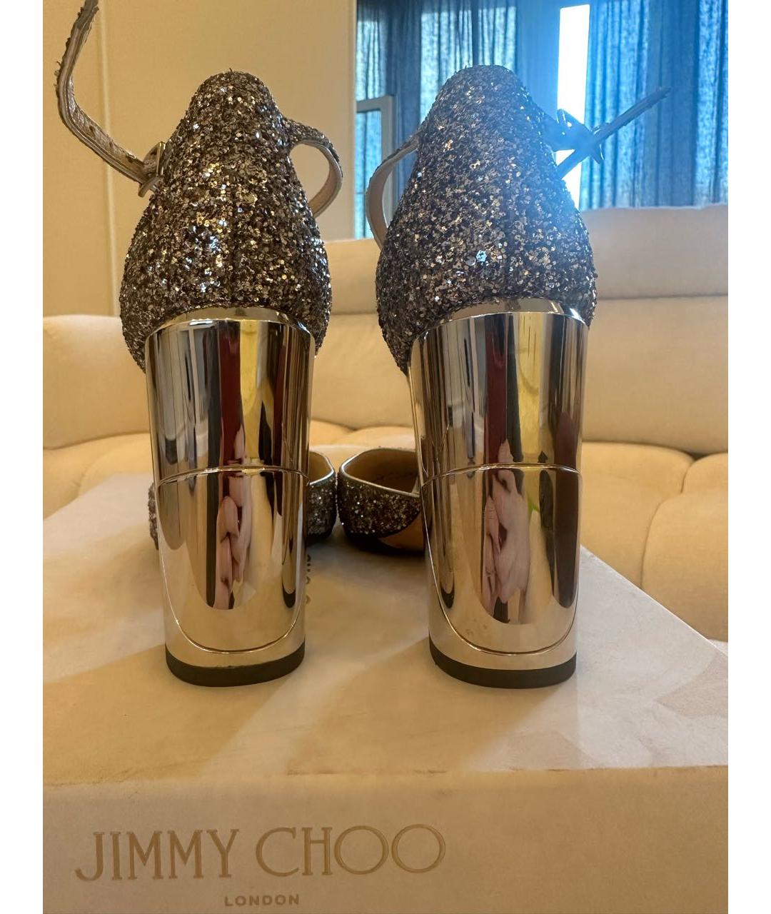 JIMMY CHOO Серебряные кожаные туфли, фото 3