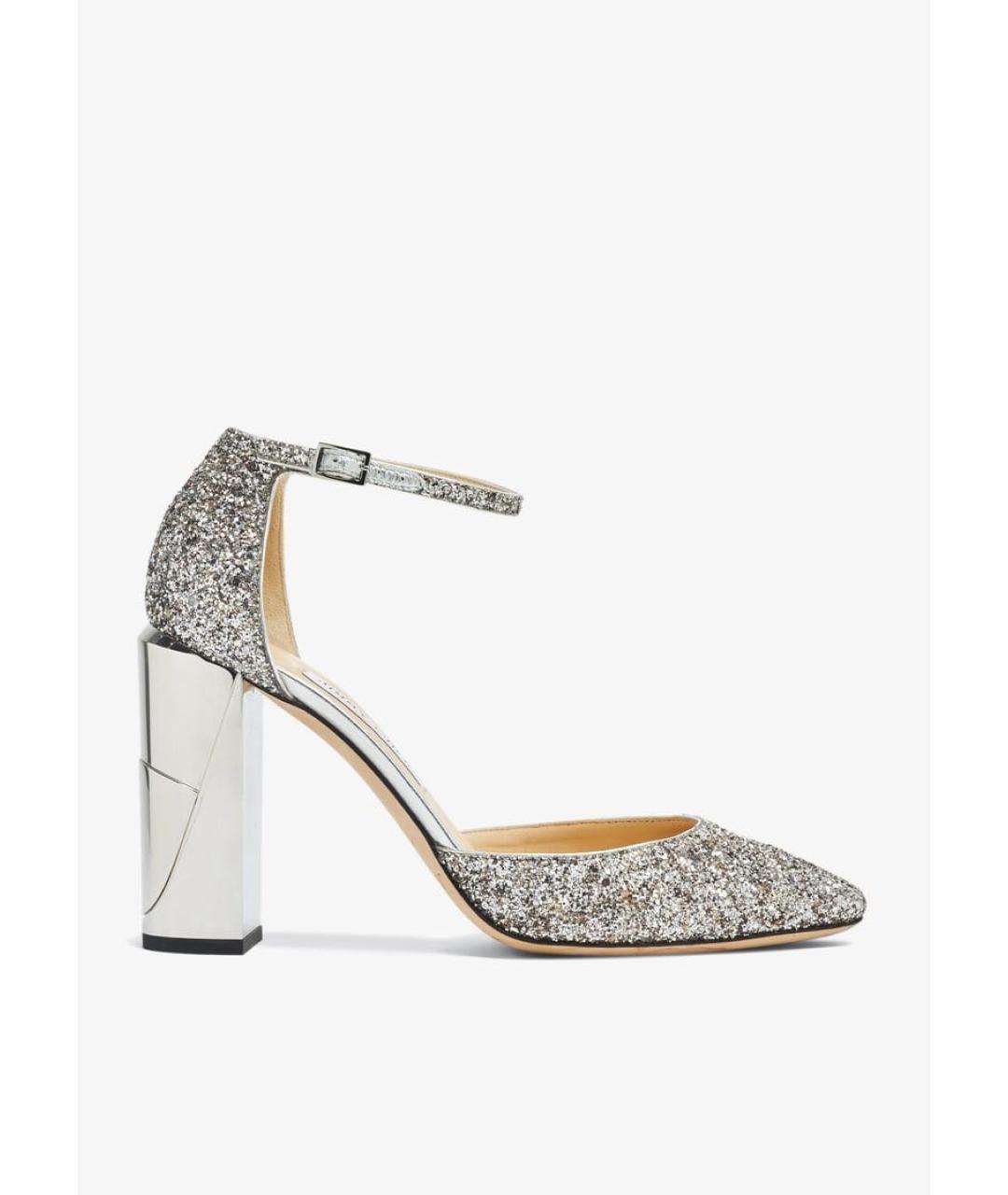 JIMMY CHOO Серебряные кожаные туфли, фото 9