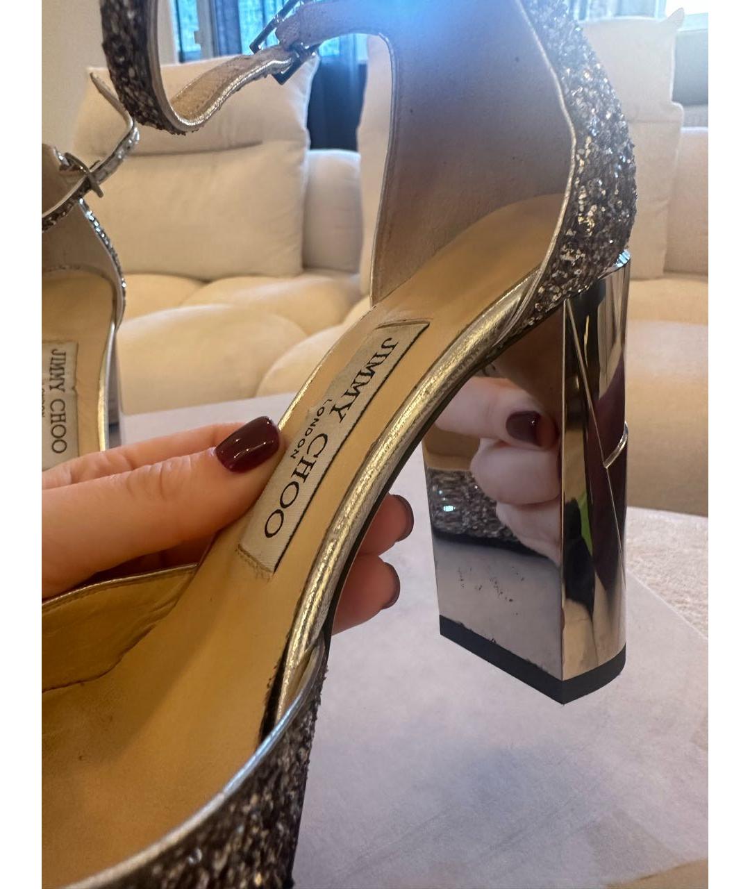 JIMMY CHOO Серебряные кожаные туфли, фото 5