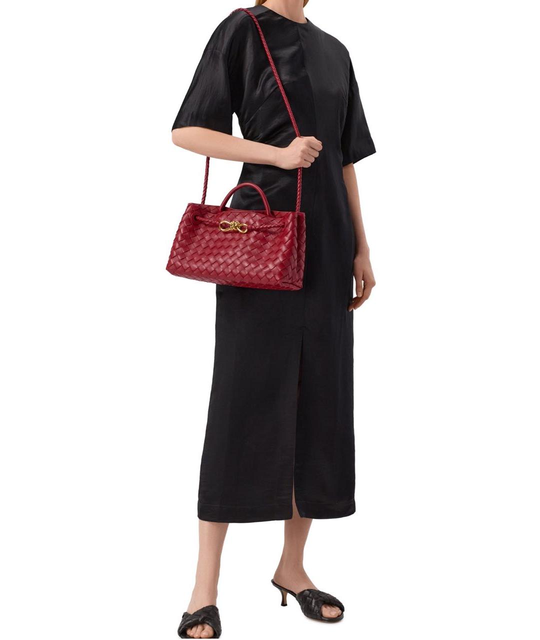 BOTTEGA VENETA Красная кожаная сумка с короткими ручками, фото 6