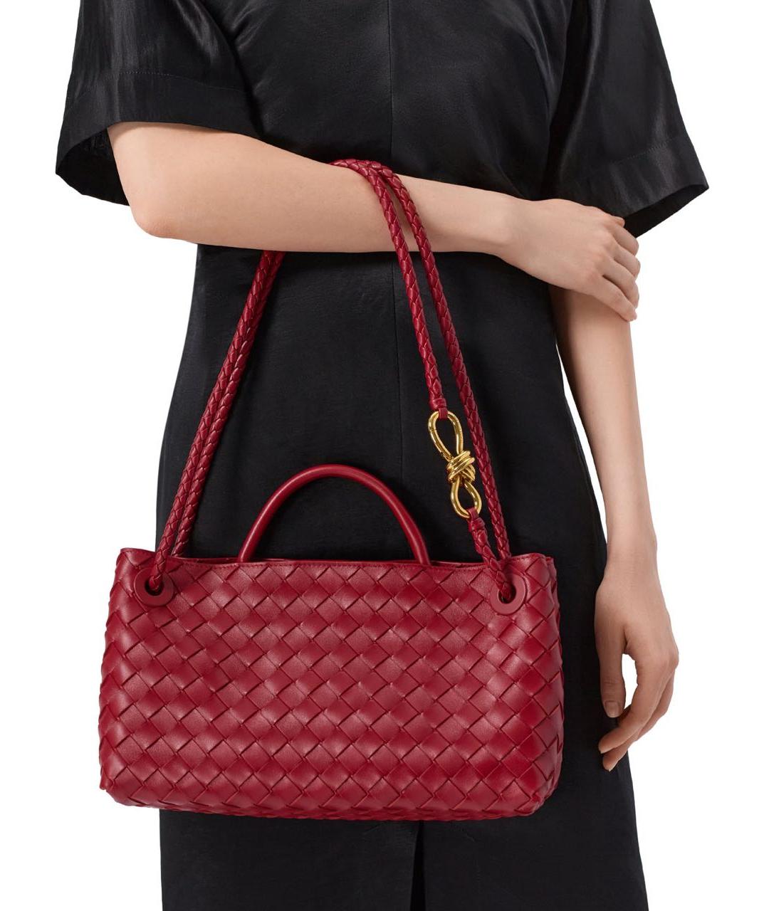 BOTTEGA VENETA Красная кожаная сумка с короткими ручками, фото 7