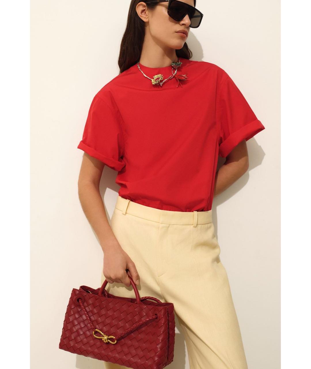 BOTTEGA VENETA Красная кожаная сумка с короткими ручками, фото 2