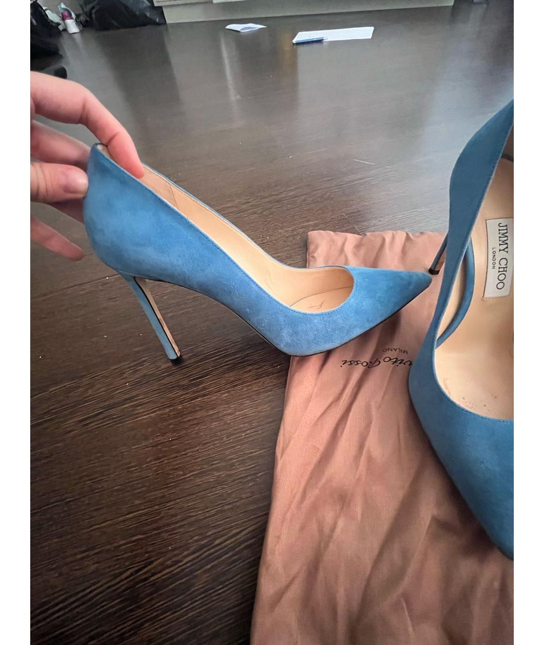 JIMMY CHOO Синие замшевые туфли, фото 5