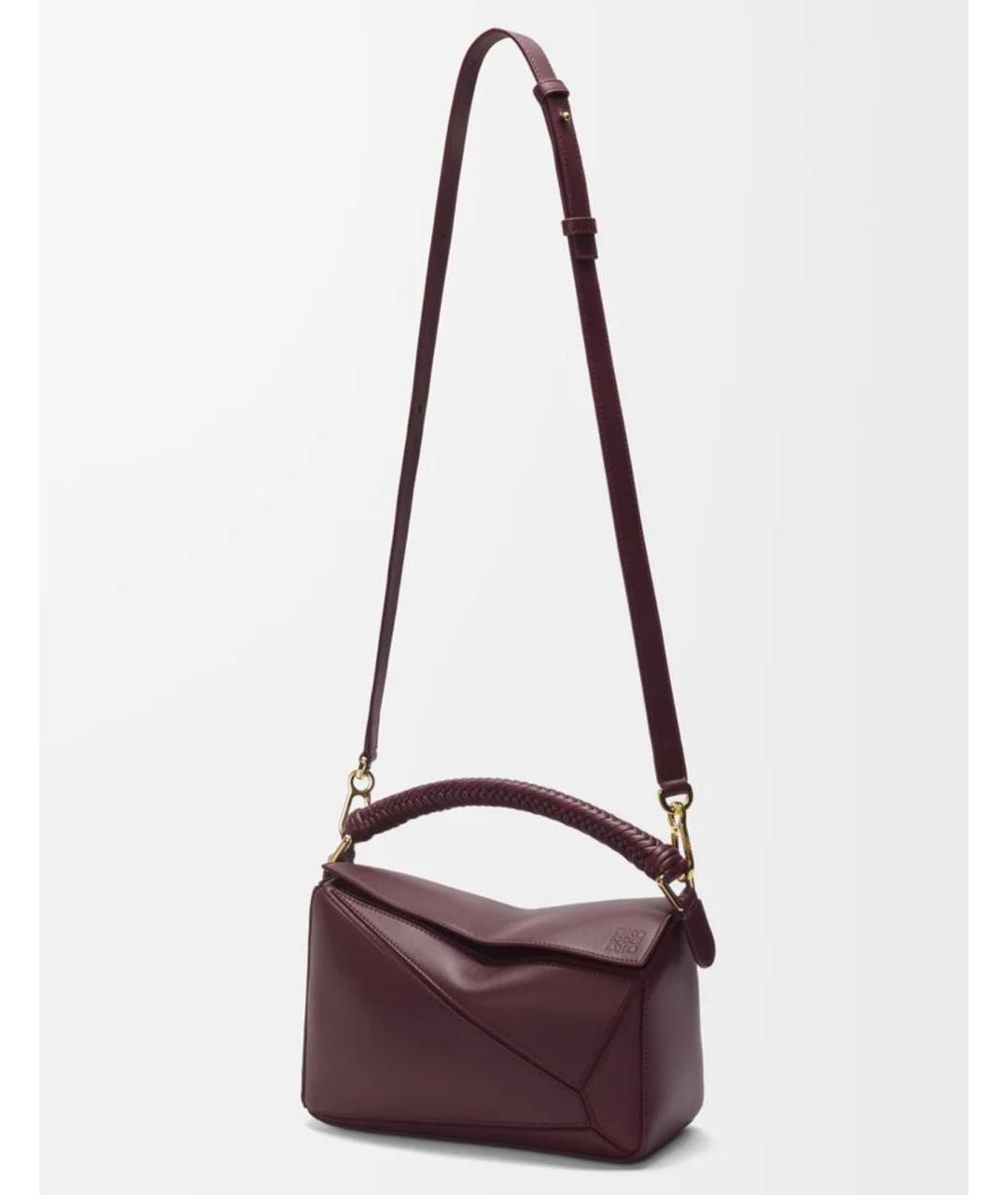 LOEWE Бордовая кожаная сумка через плечо, фото 5