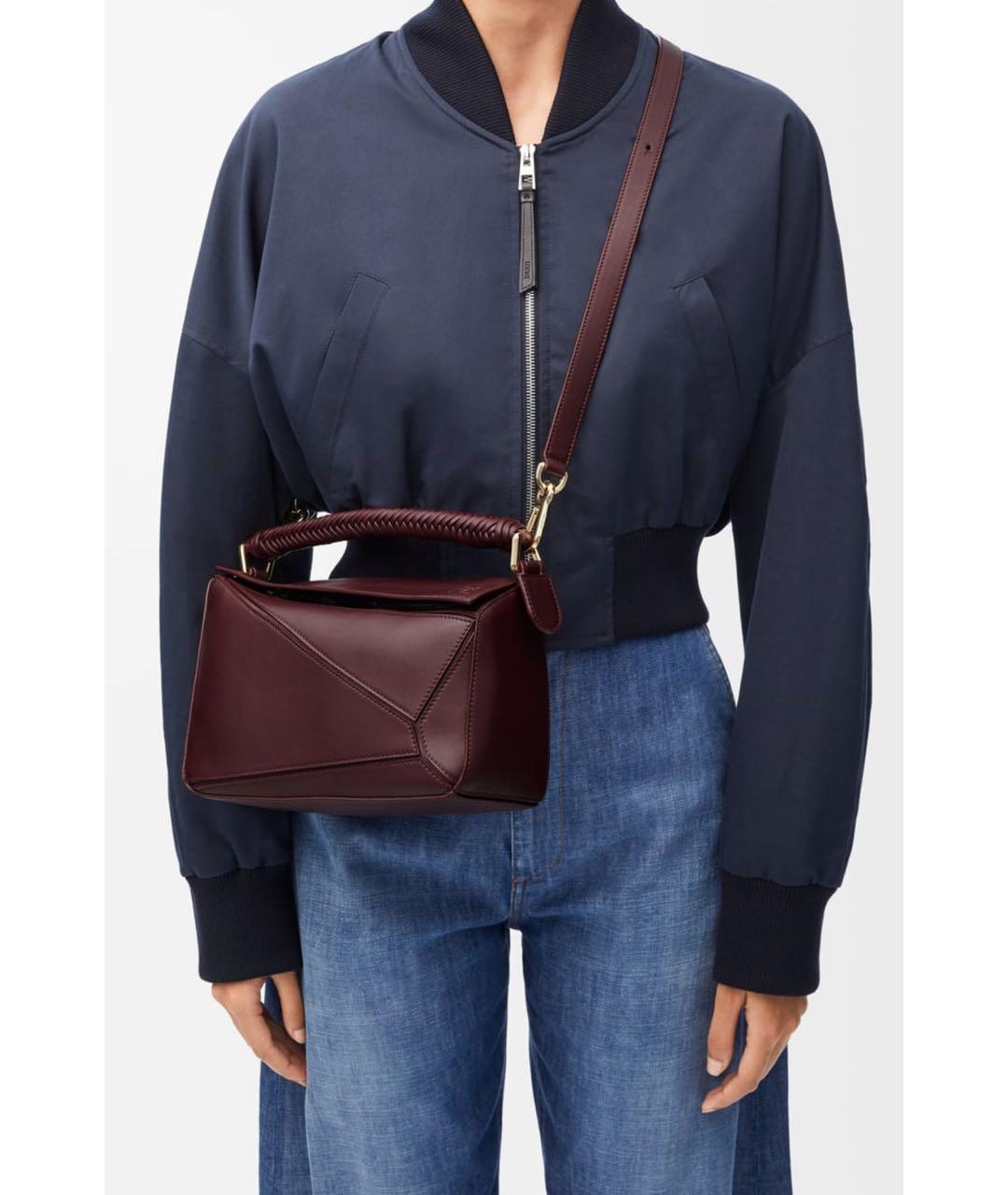 LOEWE Бордовая кожаная сумка через плечо, фото 2