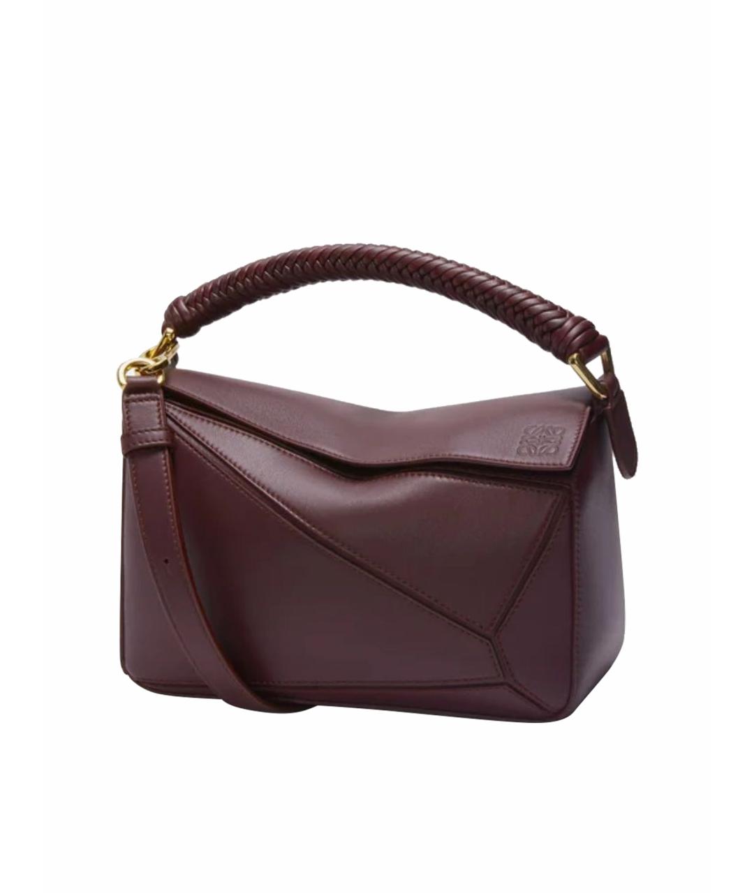 LOEWE Бордовая кожаная сумка через плечо, фото 8