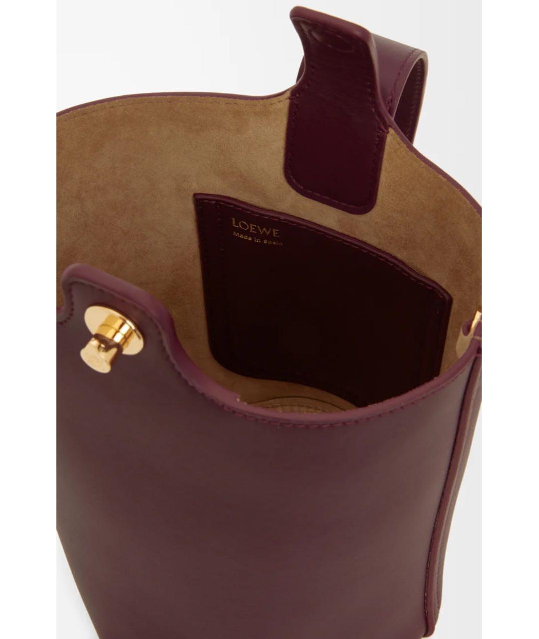 LOEWE Бордовая кожаная сумка через плечо, фото 8