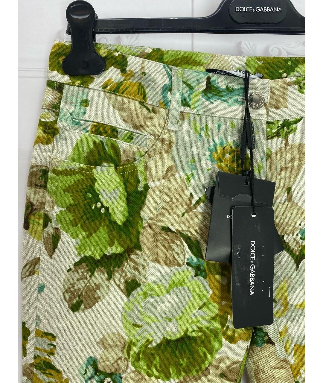 DOLCE&GABBANA Мульти льняные прямые брюки, фото 4