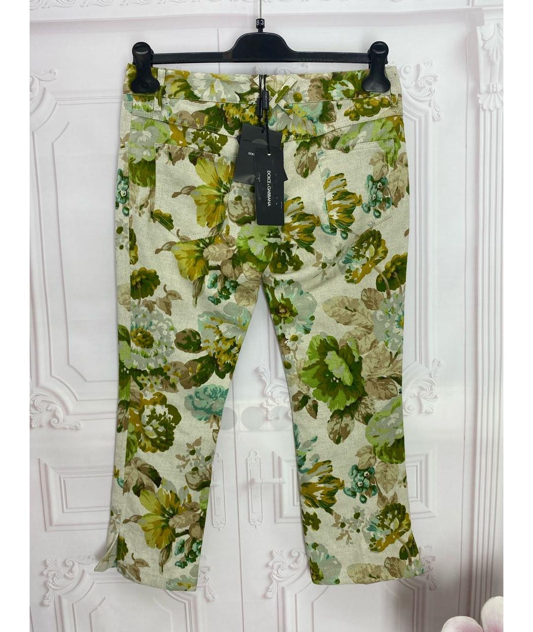 DOLCE&GABBANA Мульти льняные прямые брюки, фото 2