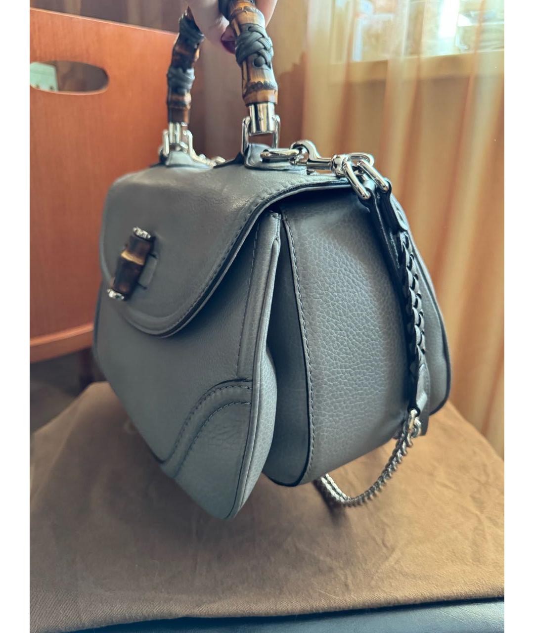 GUCCI Антрацитовая кожаная сумка тоут, фото 3