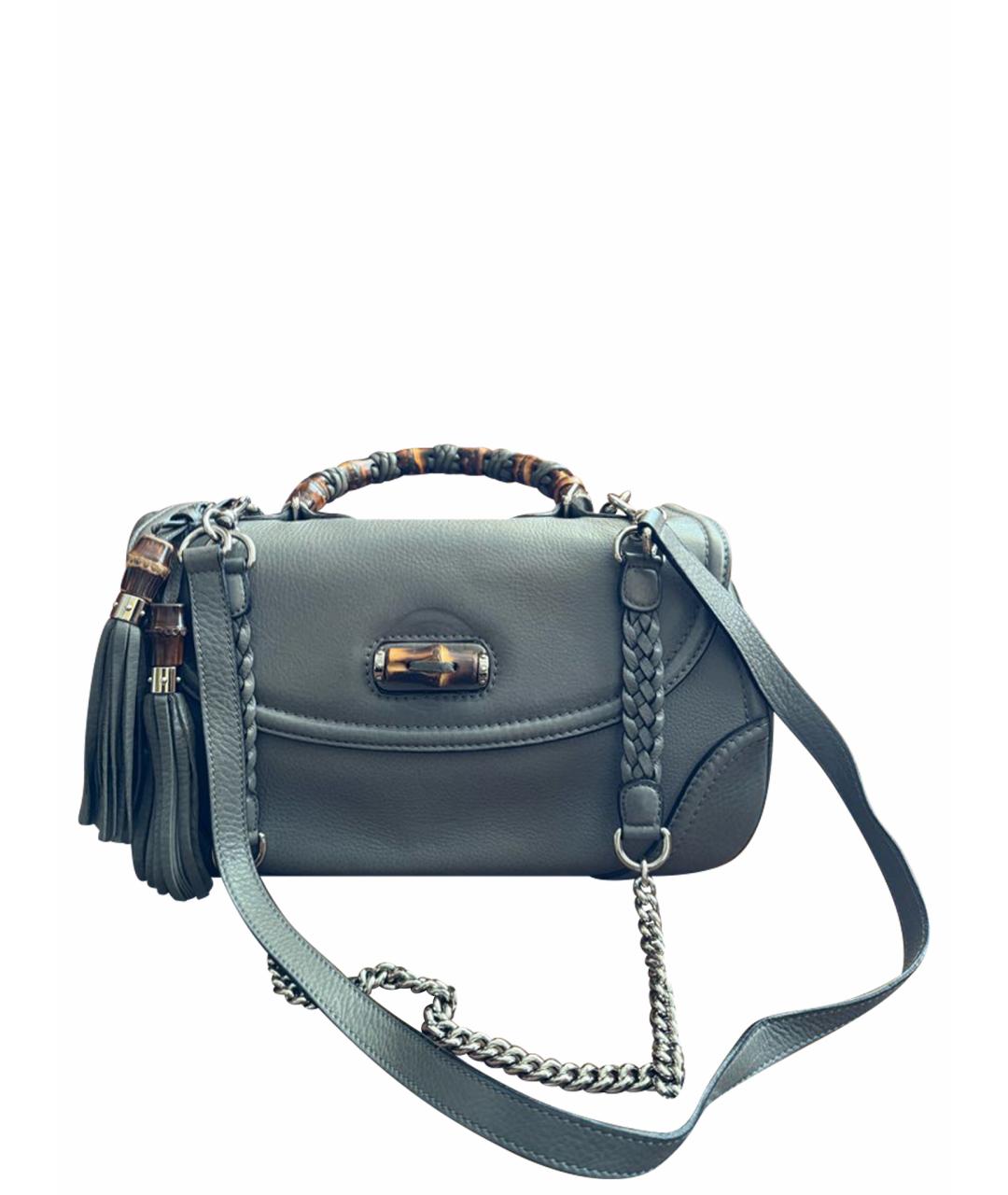 GUCCI Антрацитовая кожаная сумка тоут, фото 1
