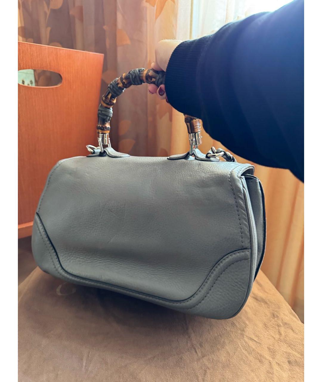 GUCCI Антрацитовая кожаная сумка тоут, фото 8