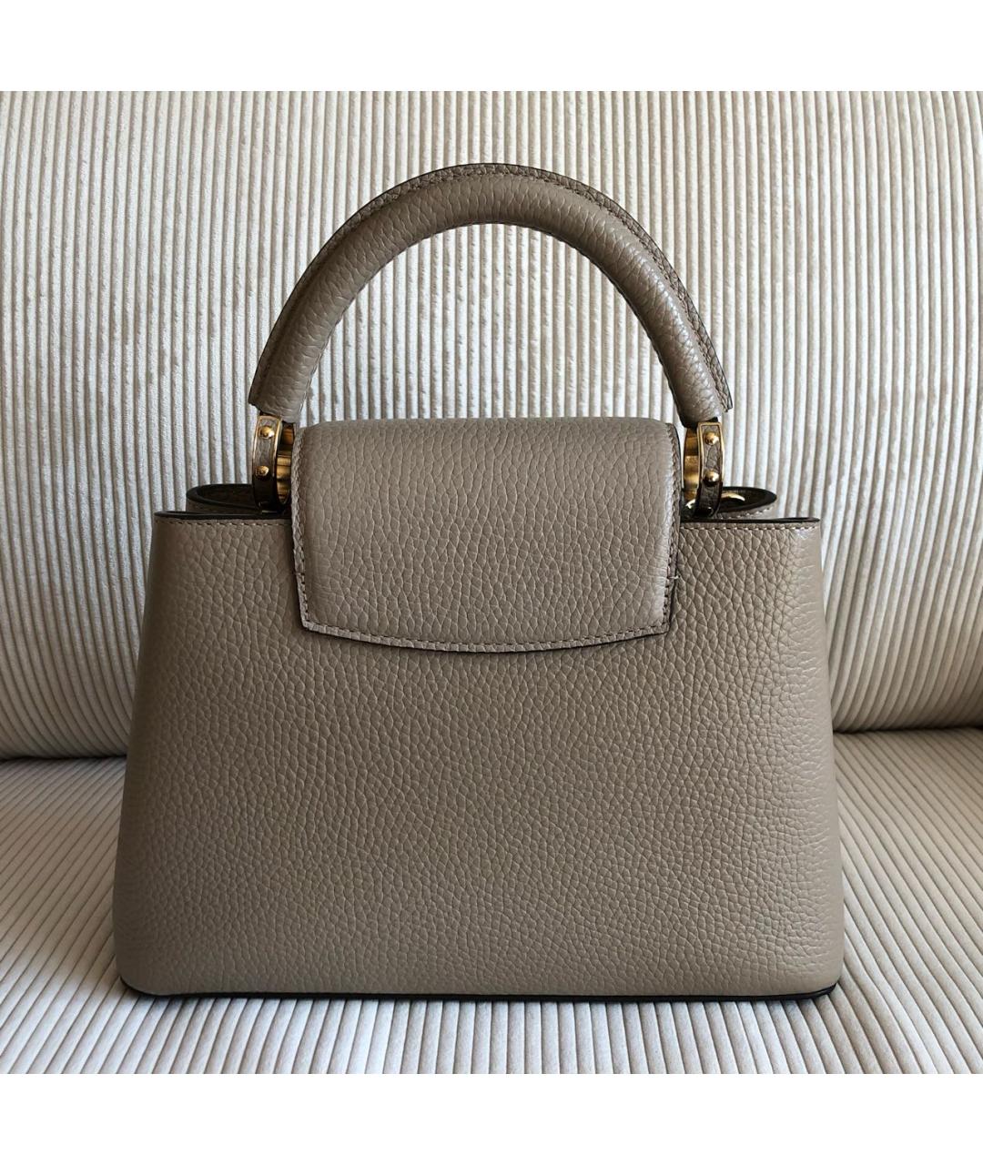 LOUIS VUITTON Бежевая кожаная сумка с короткими ручками, фото 3