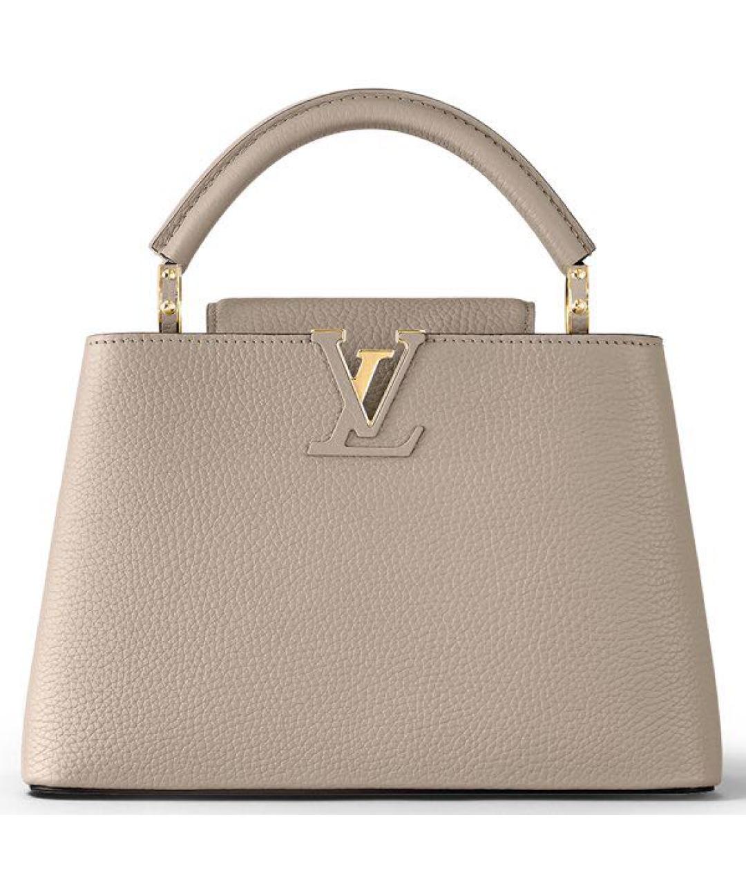 LOUIS VUITTON Бежевая кожаная сумка с короткими ручками, фото 8