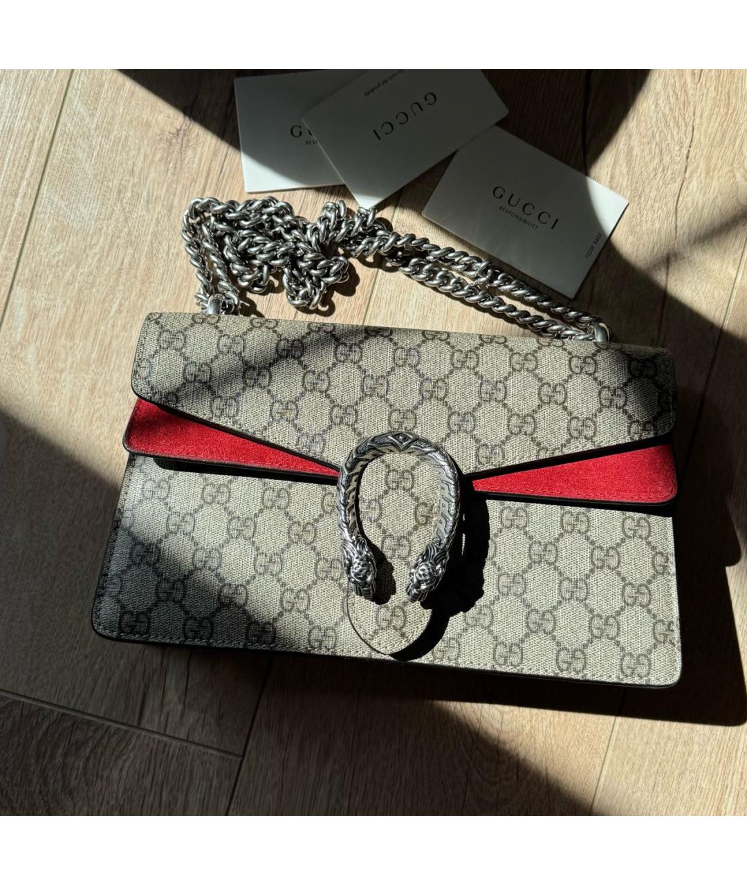 GUCCI Бежевая тканевая сумка через плечо, фото 5