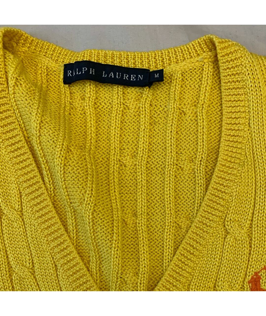 RALPH LAUREN Желтый хлопковый джемпер / свитер, фото 5