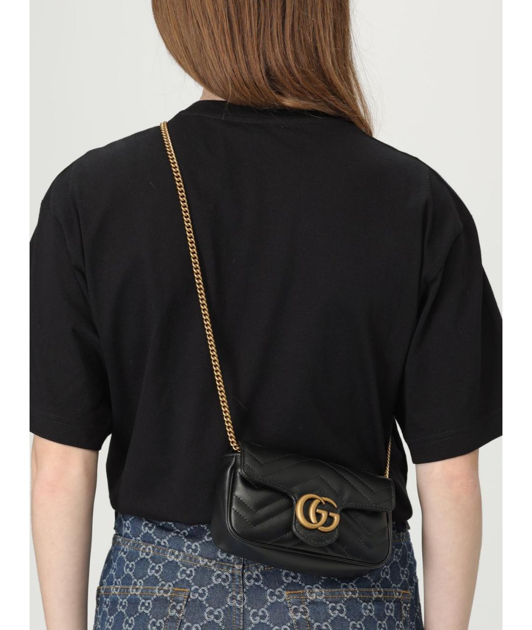 GUCCI Черная кожаная сумка через плечо, фото 2