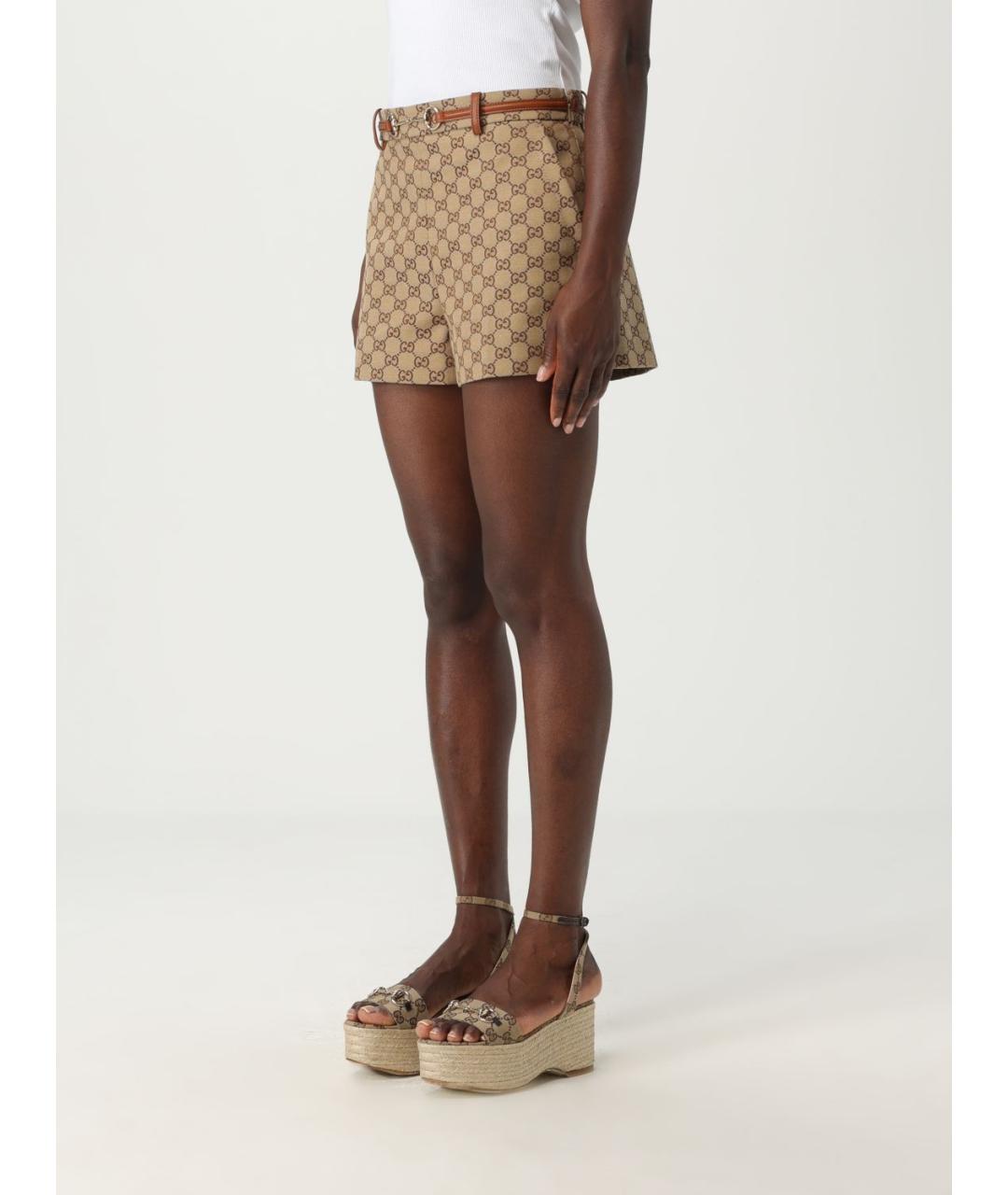 GUCCI Бежевые хлопко-эластановые шорты, фото 5