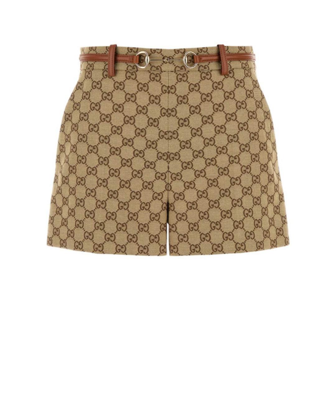 GUCCI Бежевые хлопко-эластановые шорты, фото 1