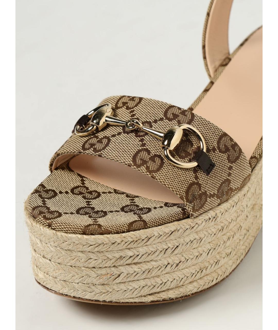 GUCCI Бежевые босоножки, фото 4