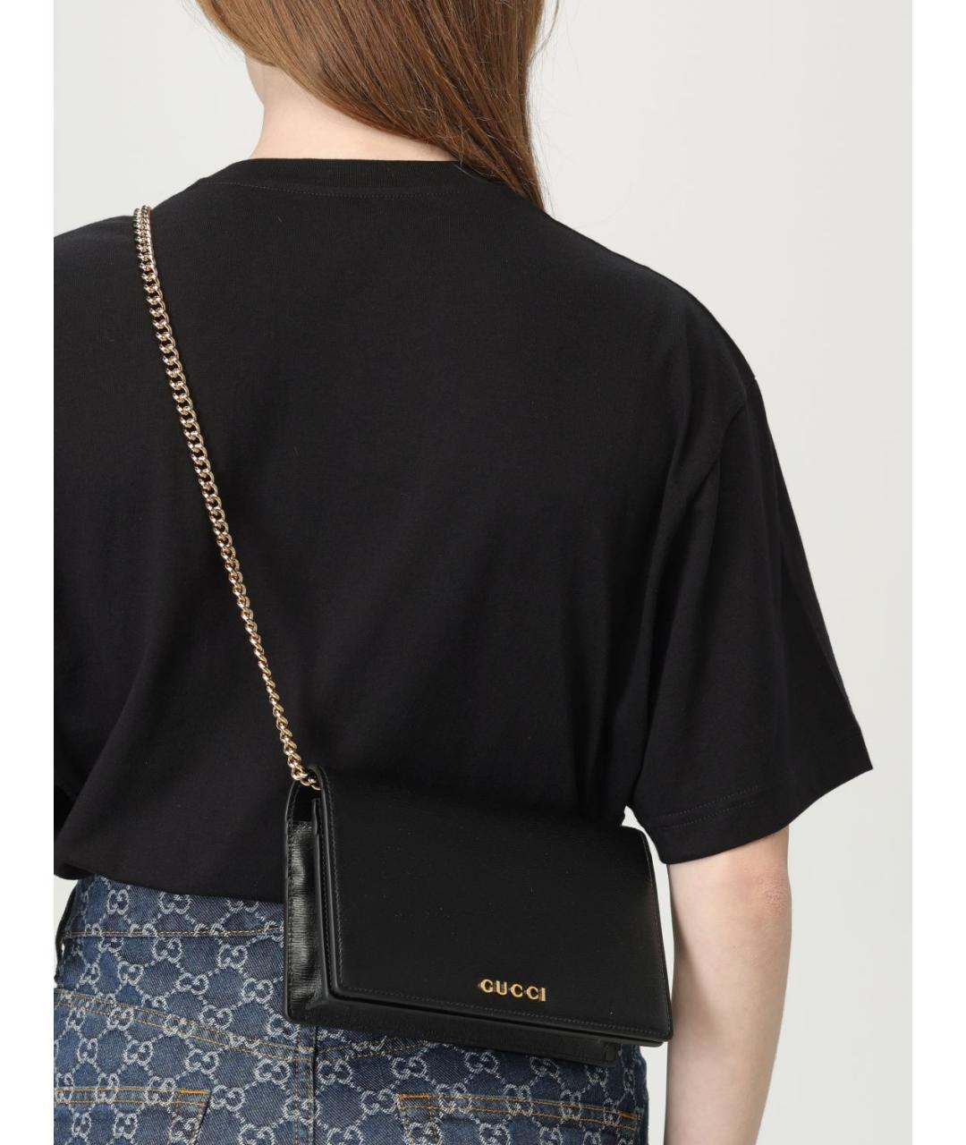GUCCI Черная кожаная сумка через плечо, фото 2