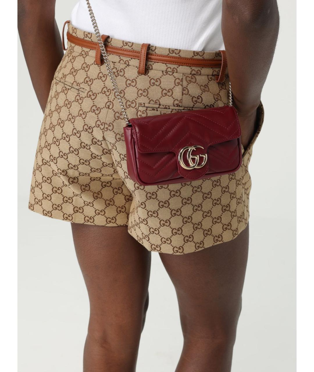 GUCCI Бордовая кожаная сумка через плечо, фото 2