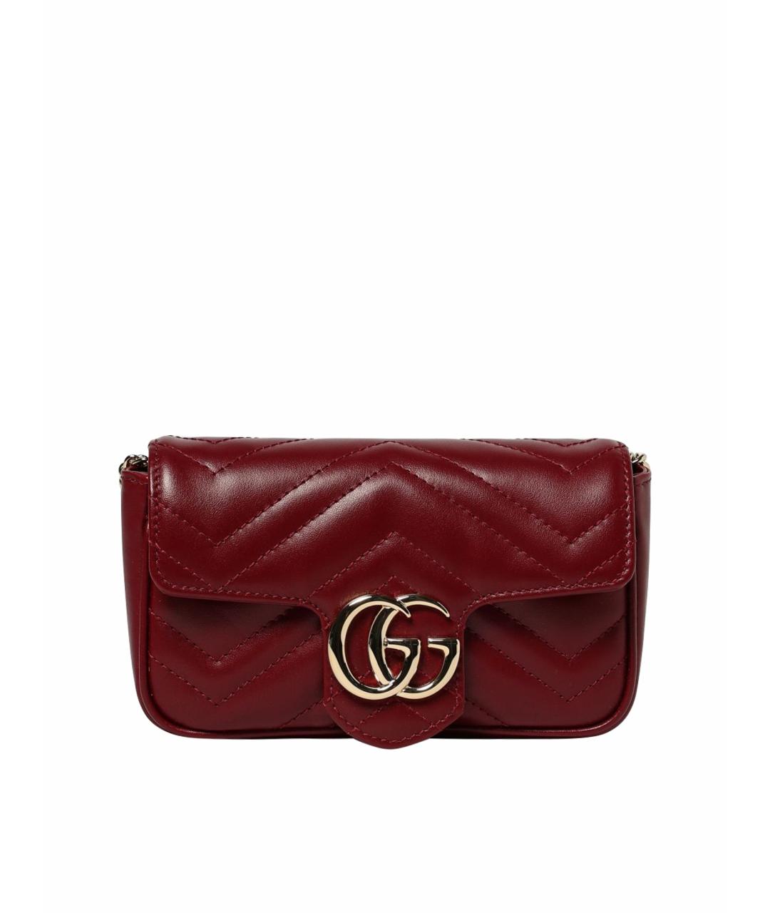 GUCCI Бордовая кожаная сумка через плечо, фото 1