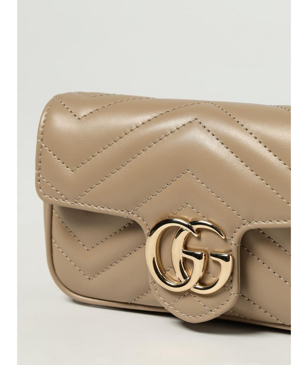 GUCCI Бежевая кожаная сумка через плечо, фото 4