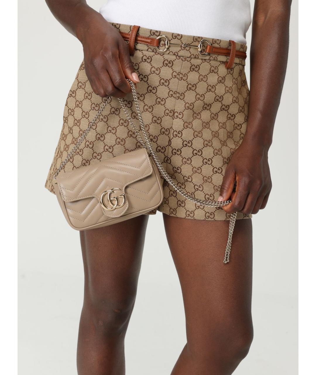 GUCCI Бежевая кожаная сумка через плечо, фото 2