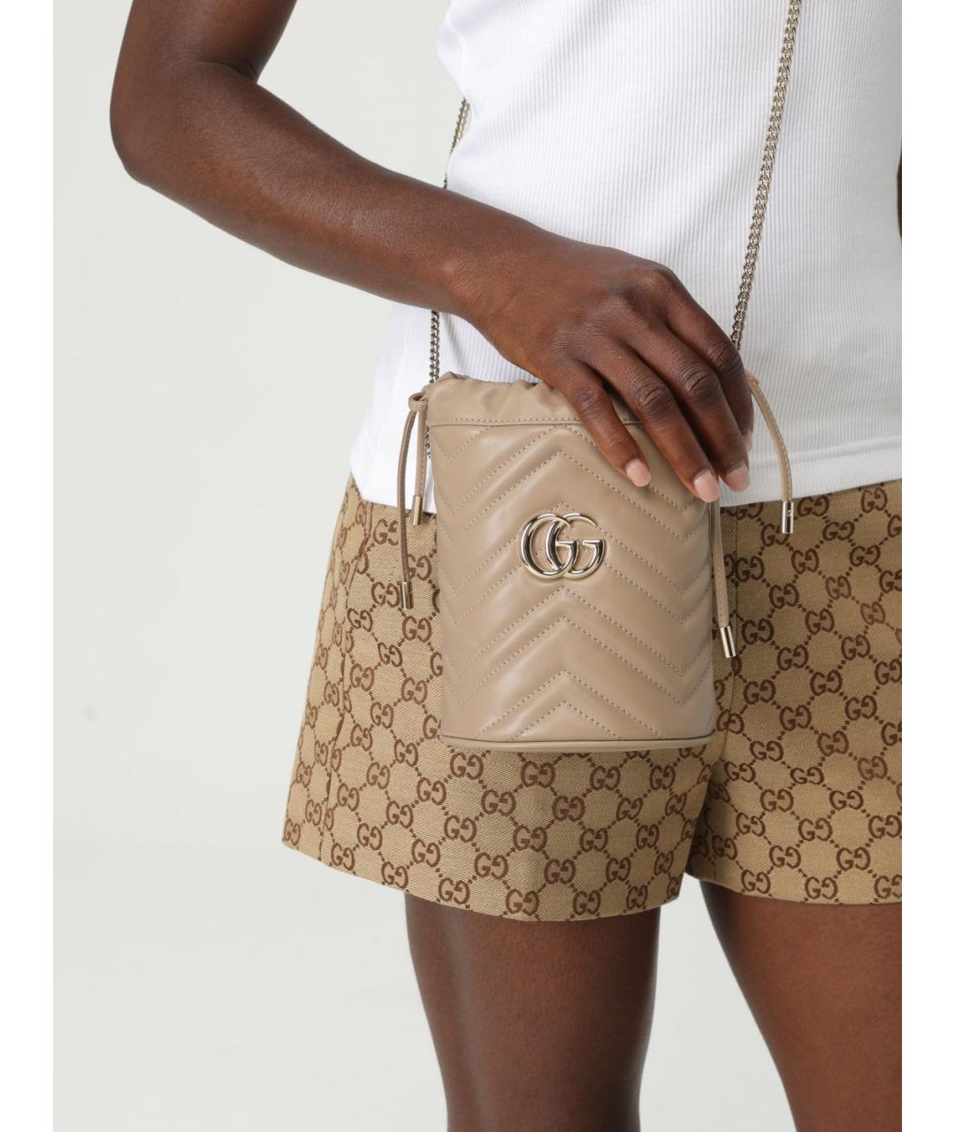 GUCCI Бежевая кожаная сумка тоут, фото 2