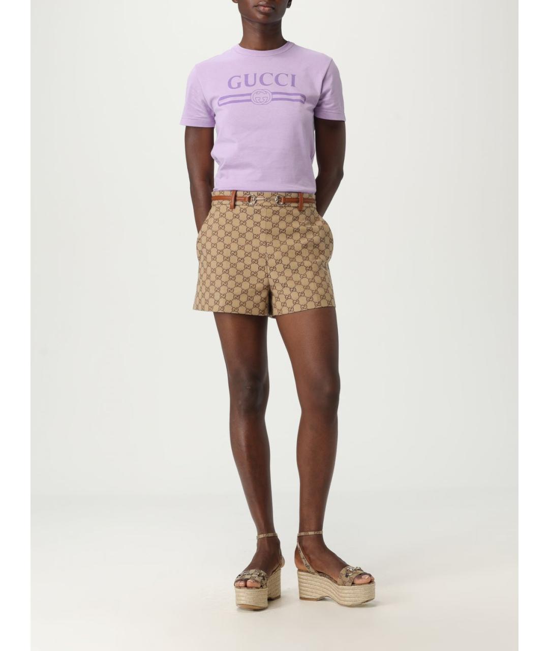 GUCCI Фиолетовая хлопковая футболка, фото 3
