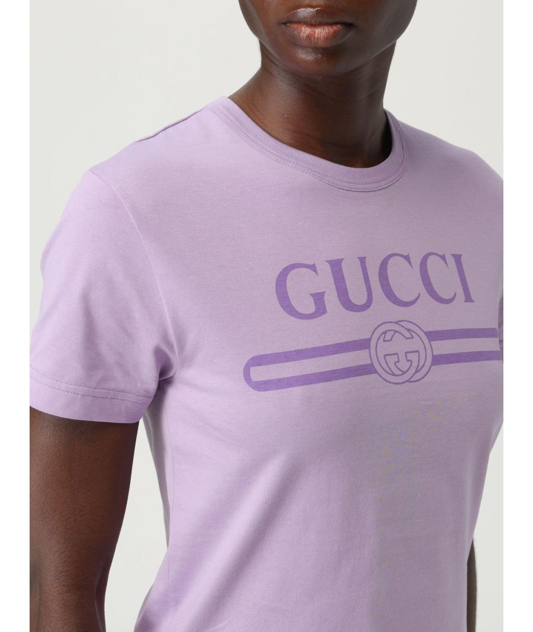 GUCCI Фиолетовая хлопковая футболка, фото 6
