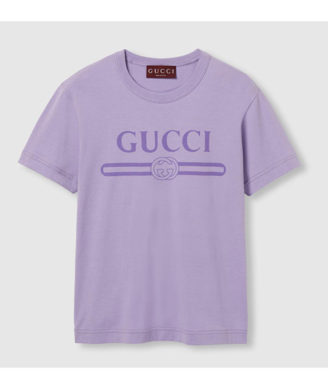 GUCCI Фиолетовая хлопковая футболка, фото 7