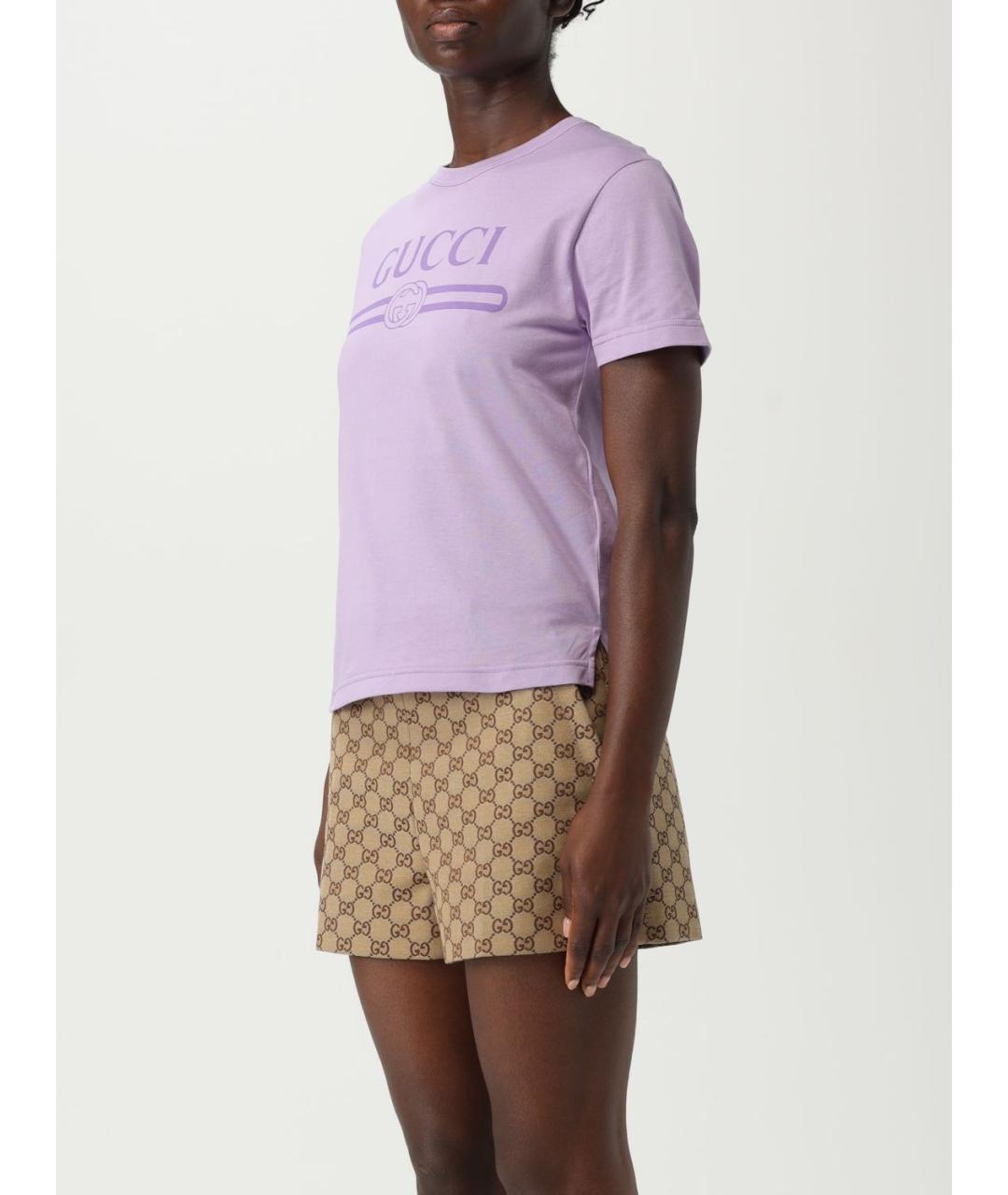 GUCCI Фиолетовая хлопковая футболка, фото 5