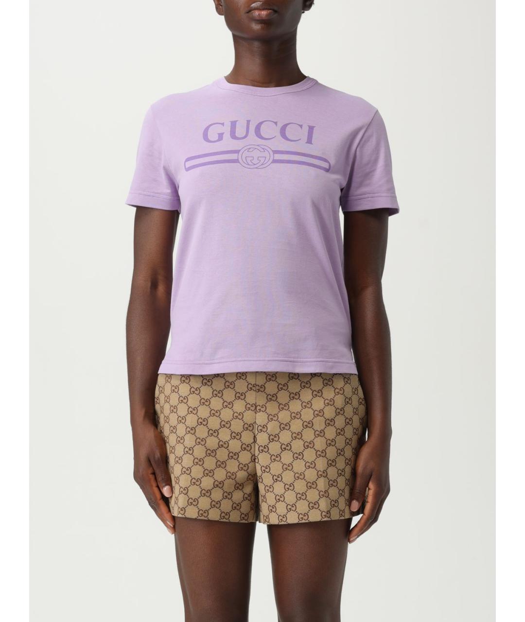 GUCCI Фиолетовая хлопковая футболка, фото 2