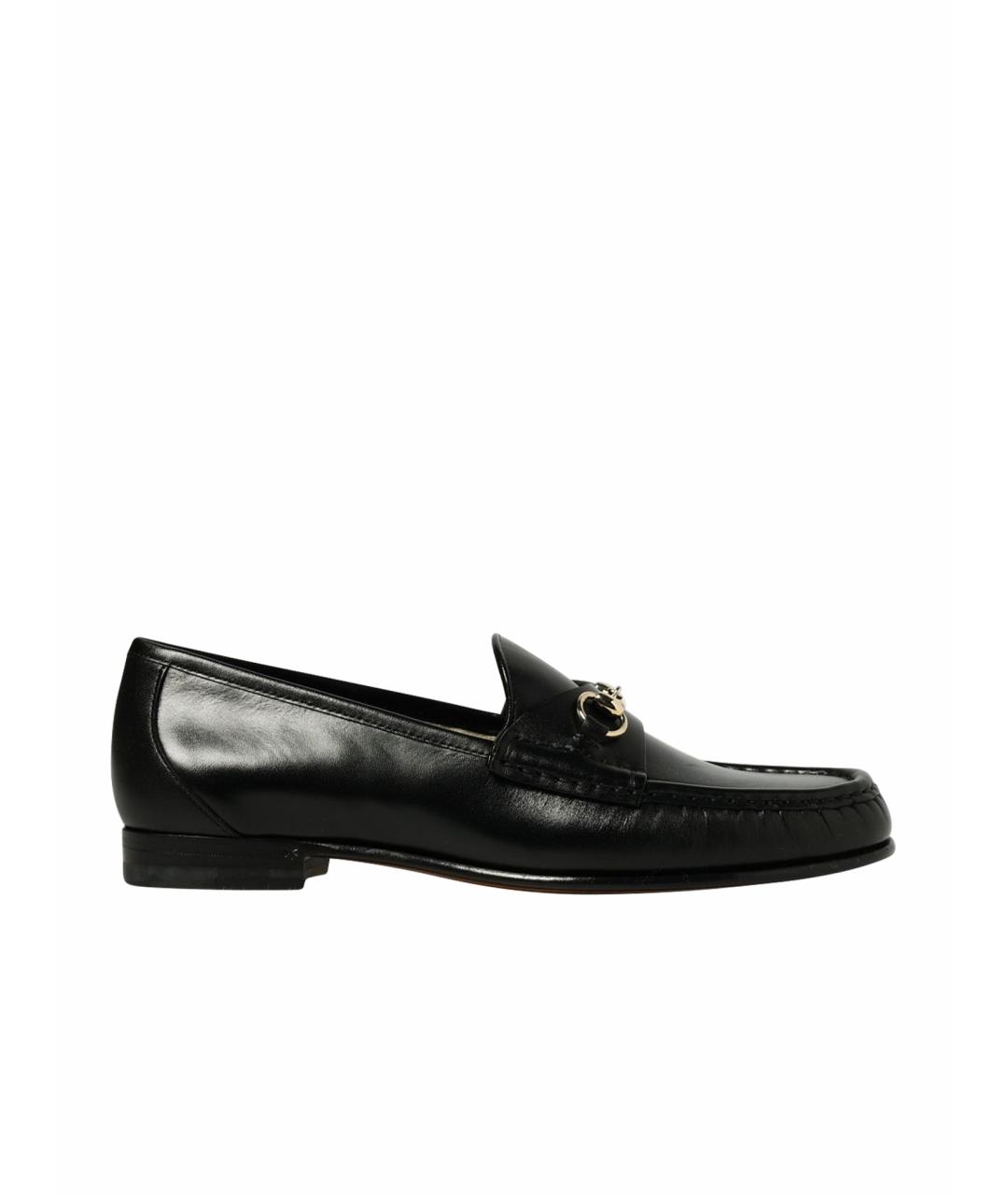 GUCCI Черные кожаные лоферы, фото 1