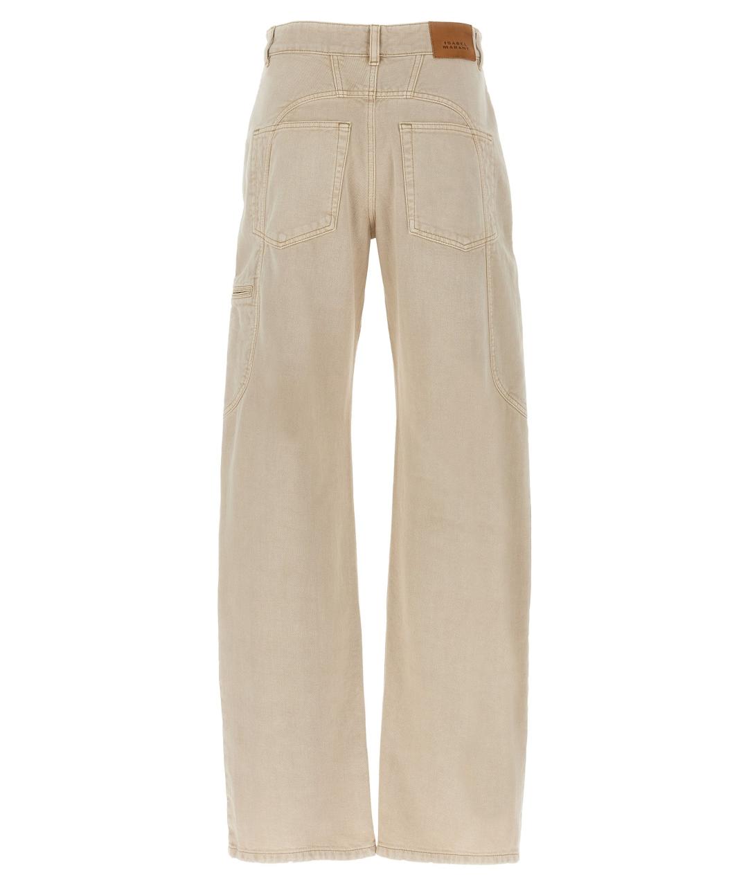 ISABEL MARANT Бежевые хлопковые прямые джинсы, фото 5