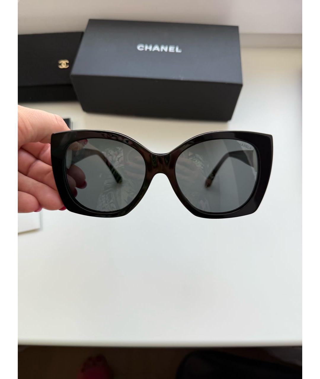 CHANEL Черные пластиковые солнцезащитные очки, фото 9