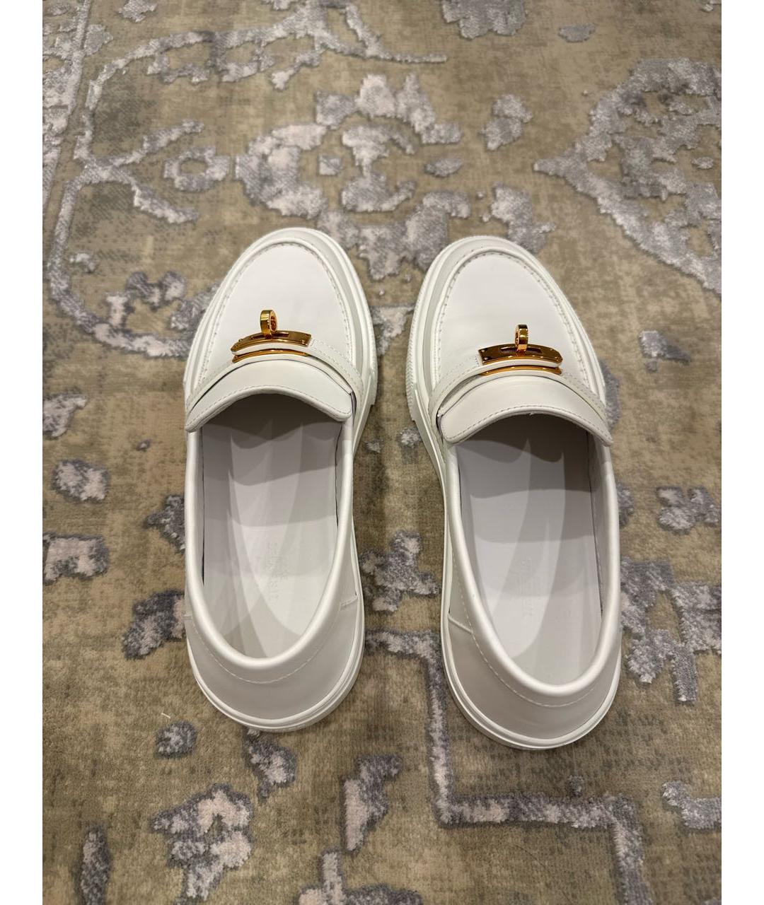 HERMES Белые кожаные лоферы, фото 3
