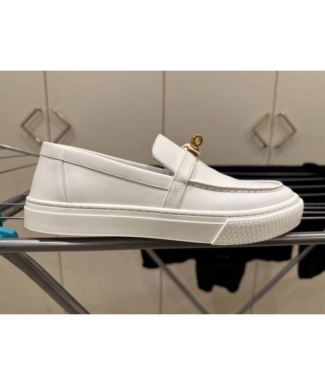 HERMES Белые кожаные лоферы, фото 7