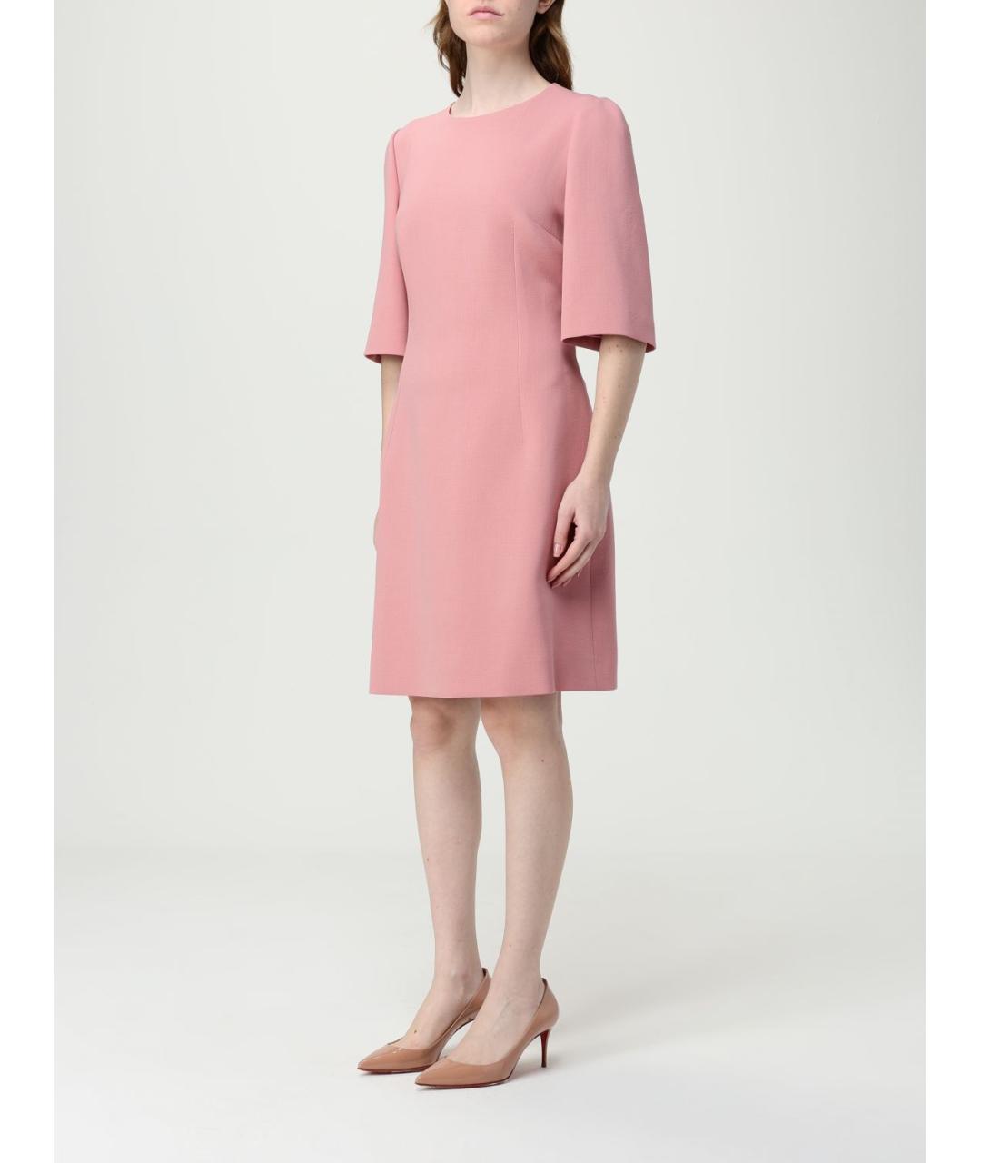 DOLCE&GABBANA Розовое шерстяное повседневное платье, фото 4