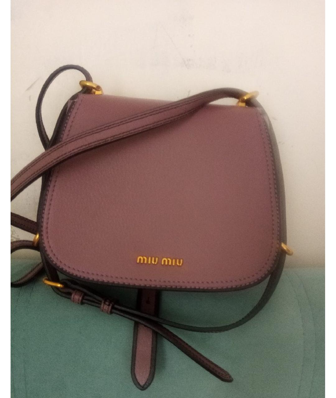 MIU MIU Розовая кожаная сумка через плечо, фото 3